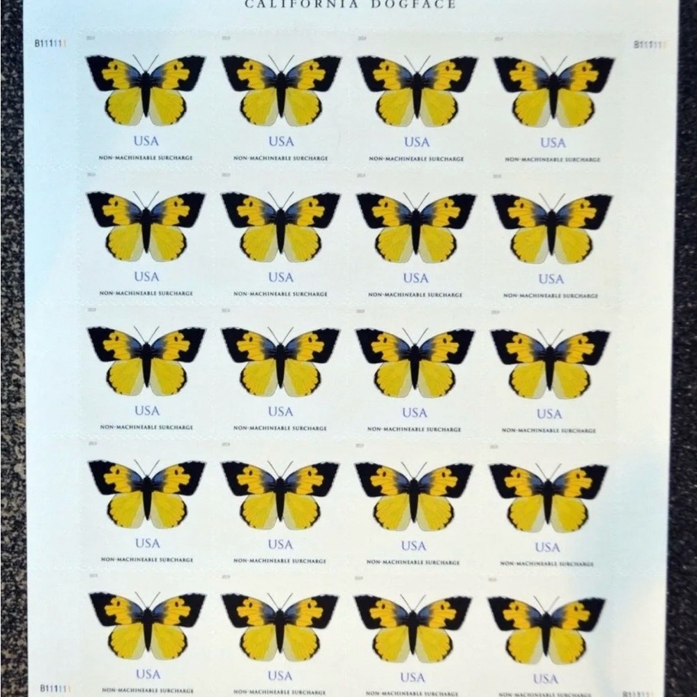 100 non- machinable stamps Vibrant Butterfly Stamp Sheet